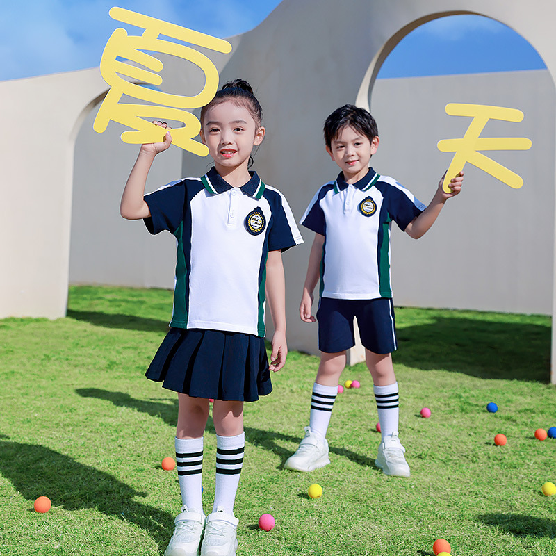 幼兒園園服夏裝小學生校服兒童夏季班服學院風短袖套裝畢業照服裝