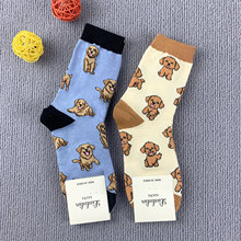 韩国东大门liululin鹭麟原创搞怪满印金毛泰迪图案女士中筒袜