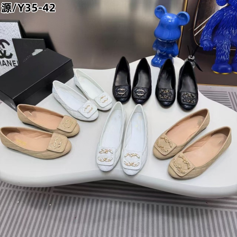 Foreign Trade Small Fragrant Style Black Gold Quilted Flats Shoes Round Toe Small Flip Metal School Bag Buckle Shallow Mouth Ballerina Shoes