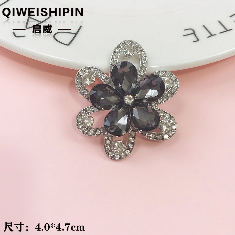启威长方形花盘珍珠钻五角diy材料 水钻扣鞋包包花配饰  合金配件|undefined