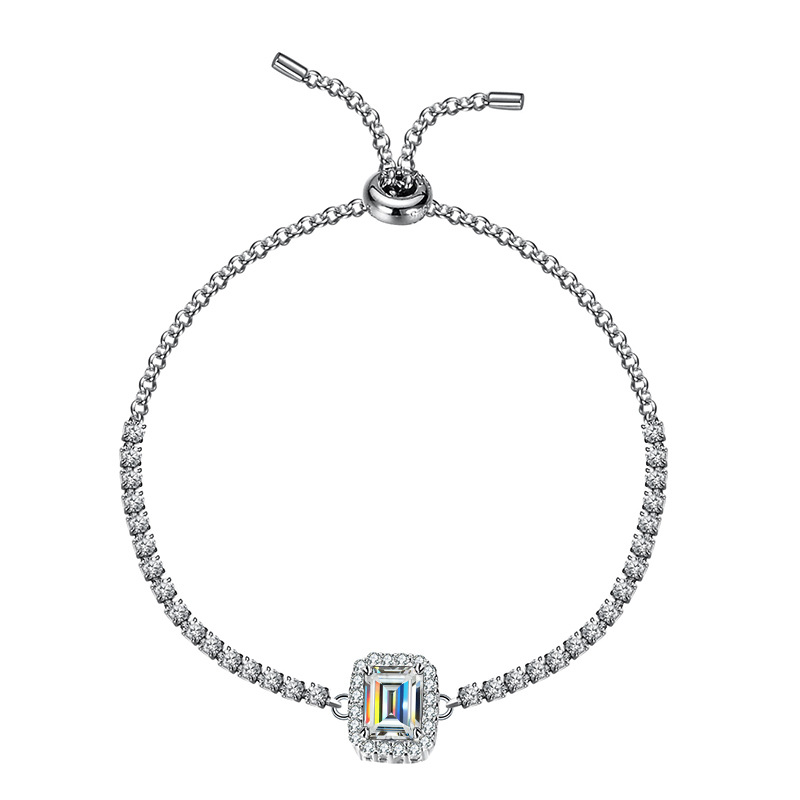 925 pulsera de plata de diamantes de mosaico pulsera de piedra de mosaico rectangular Zuma bolsas verdes cuadradas simples de mujer fábrica directa