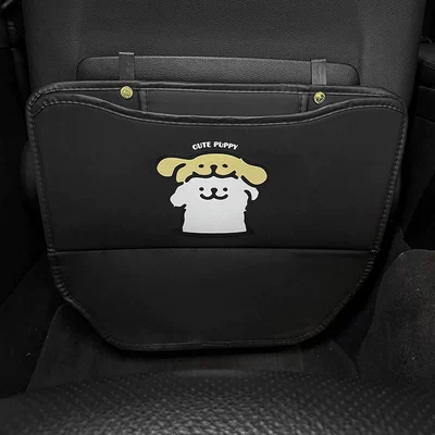 Creative Puppy Car Anti-Kick Mat, Chair back anti-kick pad - single-piece-of-yellow-and-white-stacked-anti-kick-pad