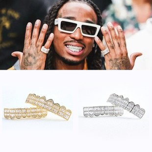 Cross-Border New Custom Hip-Hop Full Diamond Braces High-End Luxury Moissanite Fashion Large Gold Tooth Jewelry for Men