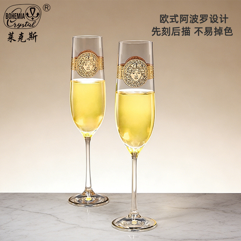 Tazas de vino de cristal sin plomo importadas de la República Checa, tazas de vino europeas caseras de lujo con vinos de oro