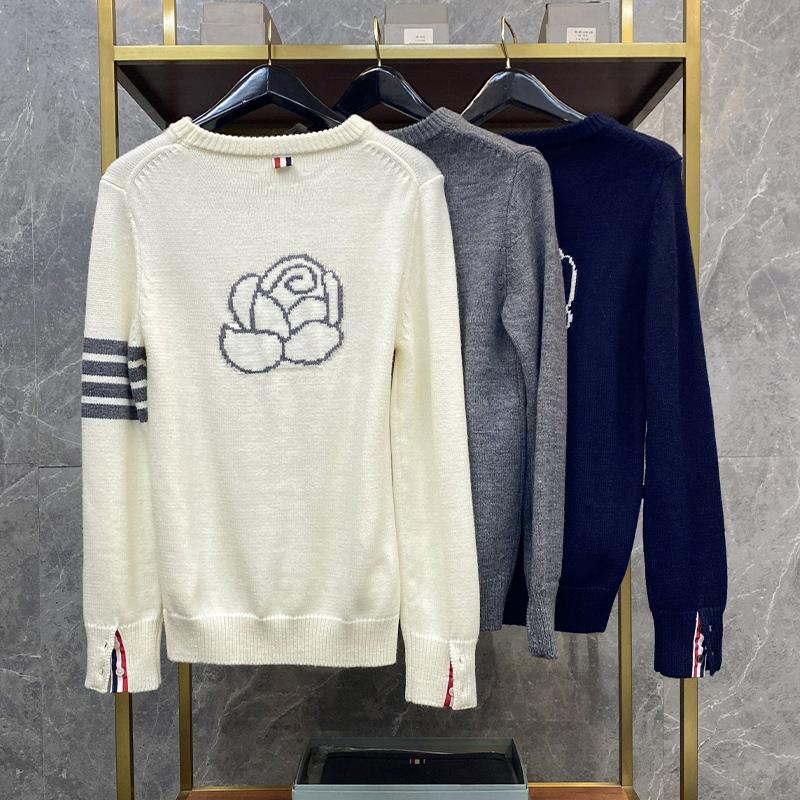 tnom biowhe tb flower round neck sweater men's and women's sweater winter new warm couple sweater