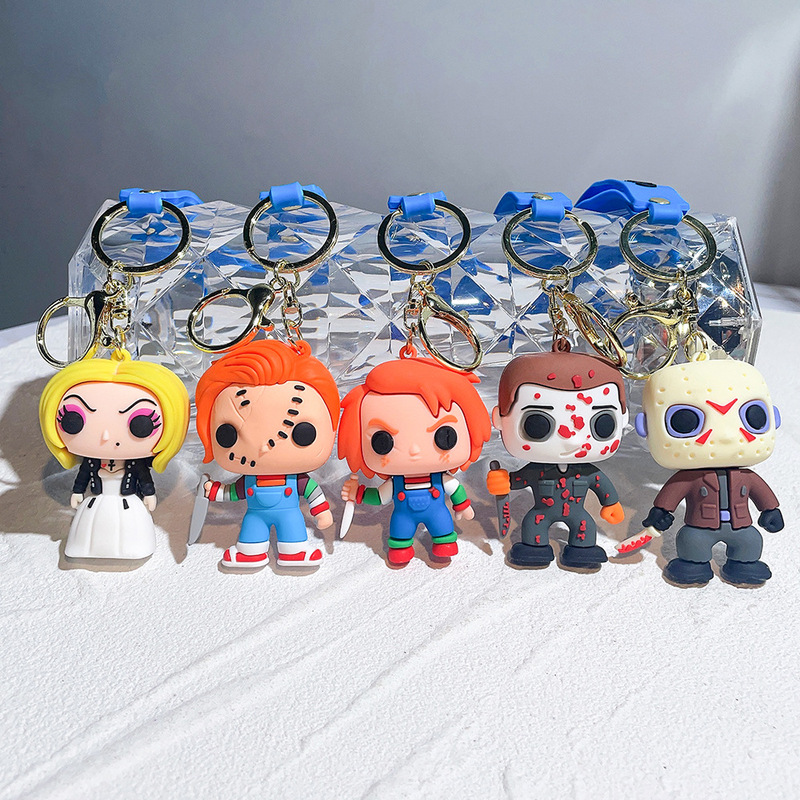 Horror Series Ghost Baby Killer Keychain Ghost Baby Bride Doll Clown Back Soul Keychain Car Pendant