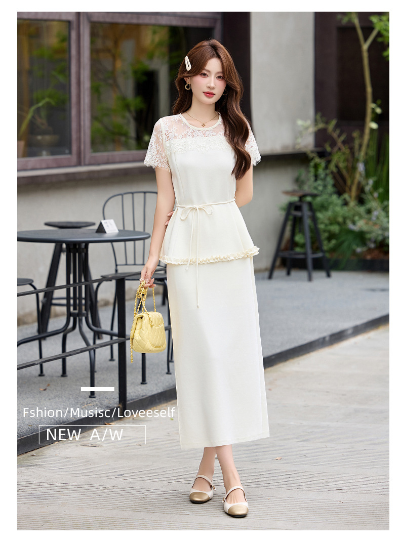 Bộ áo ren + chân váy hai mảnh nữ tính thanh lịch SX92621 — màu đen, Đỏ chà là, màu trắng ngà chi tiết 18