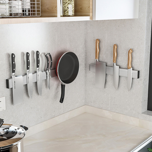 Kitchen knife holder wall-mounted magnetic rack stainless steel magnetic knife storage and dish knife stand simple knife holder storage rack