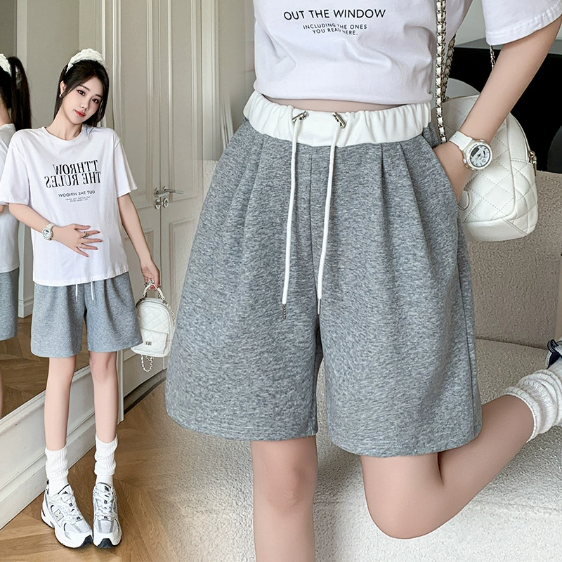 Шорты для беременных, лето 2025, новая верхняя одежда, широкие брюки с пятью точками, женские летние повседневные спортивные брюки, летняя одежда