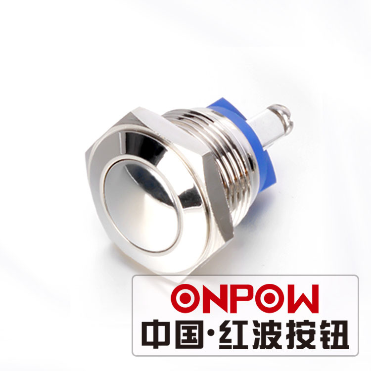 ONPOW中国红波GQ16系列金属按钮开关常开自复球型防水钮机床按键