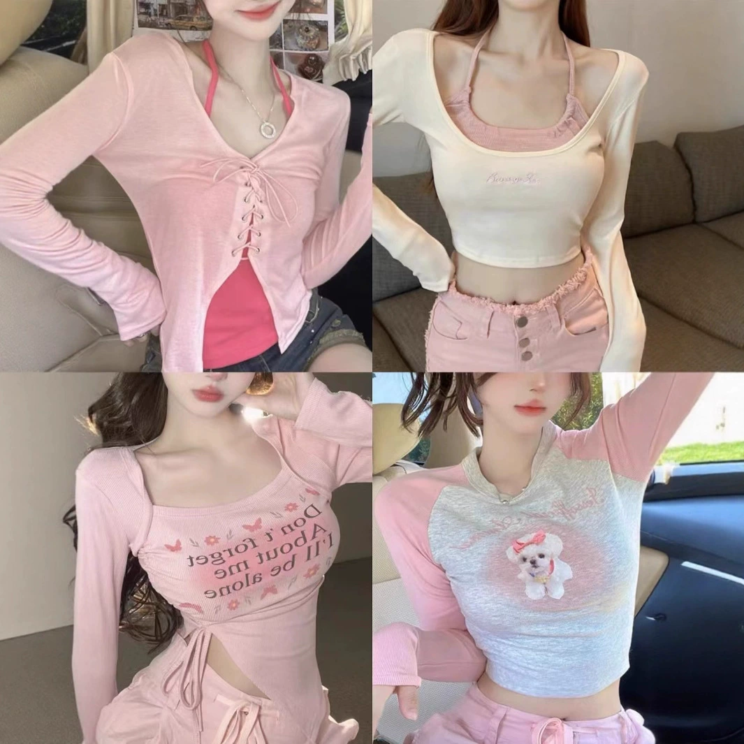 Прямые оптовые поставки из-за границы: модный женский топ с открытым плечом, сборками, в стиле «пикантная девушка»,  облегающий, короткий.