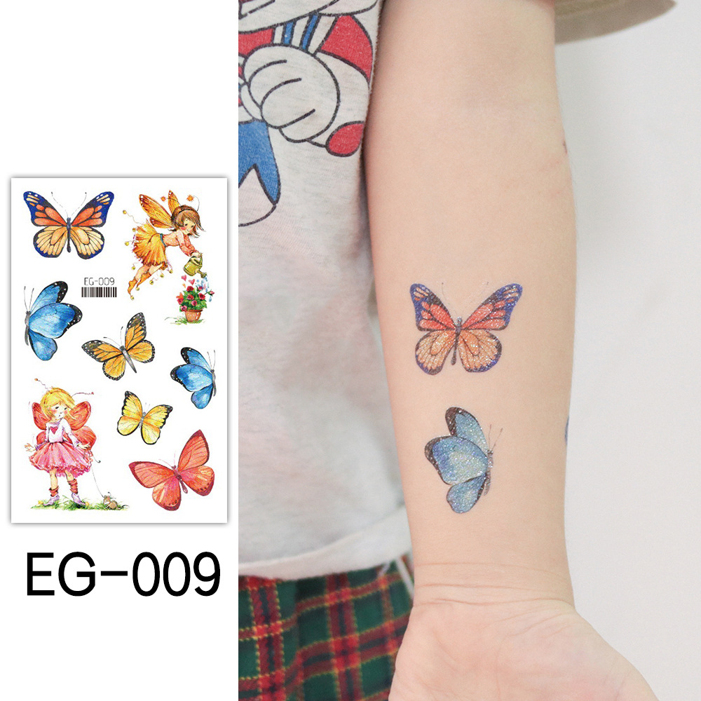 Ruikarong transfronteriza de dibujos animados brillo sirena tatuaje pegatinas mariposa impermeable niños tatuaje pegatinas ventas directas de la fábrica