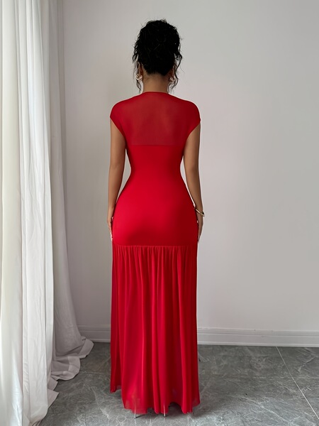 Fashionable elegant red sexy fitted brace sleevless