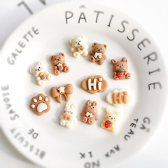 可愛卡通小兔小熊diy樹脂貼片手機殼飾品樹脂配件奶油膠材料批發