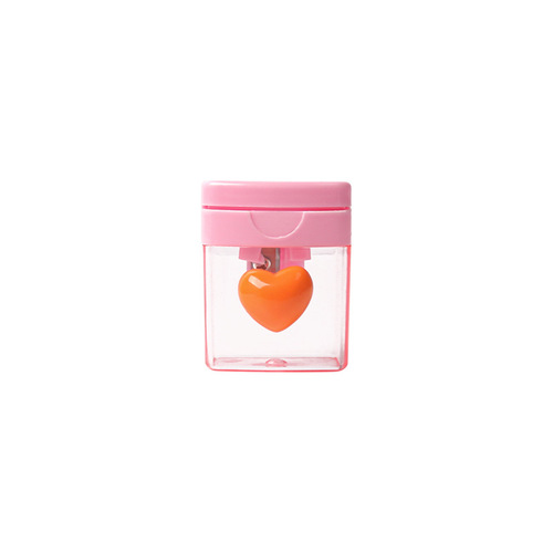 Macaron Cute Elementary School Pencil Sharpener Four-Color Love Rotating Double-hole Pencil Sharpener Transparent Covered Pencil Sharpener