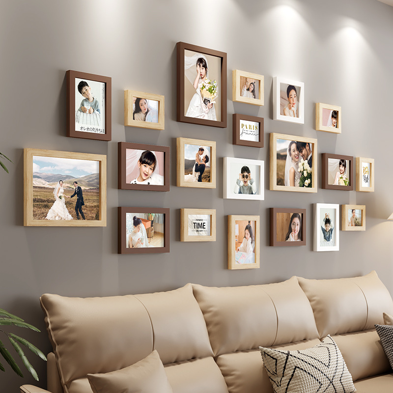 Photo Wall Decoration Wall Photo Frame Combination Creative Wall Hanging Living Room Background Wall Photo Album Wall Punch-Free Photo Wall