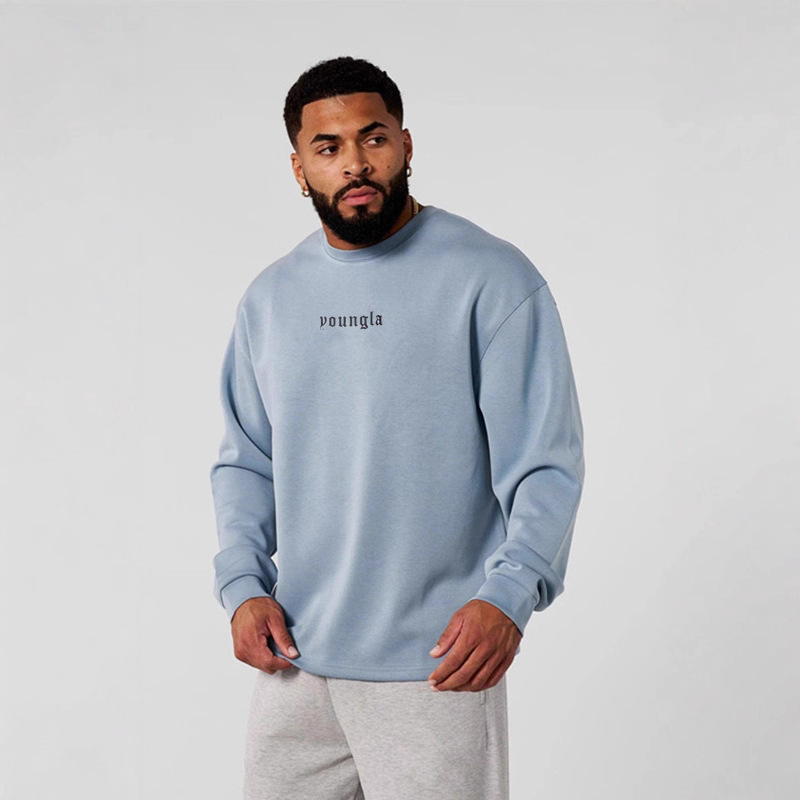 Autumn and Winter American Young Casual Long-Sleeved Men's Loose Large Size Fashionable Sports Fitness Running Trendy Brand Bottoming Shirt