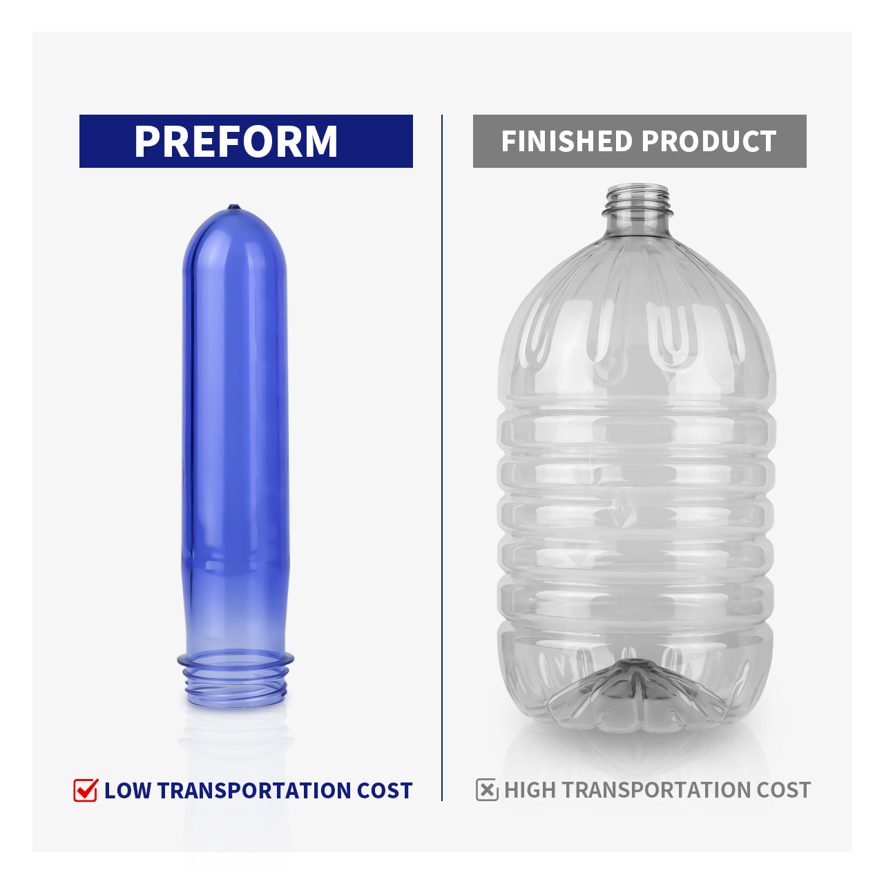 Botella desechable de 55mm PET 5 - 15L botella de tubo de botella desechable de 5 - 15L botella de tubo desechable de botella PET