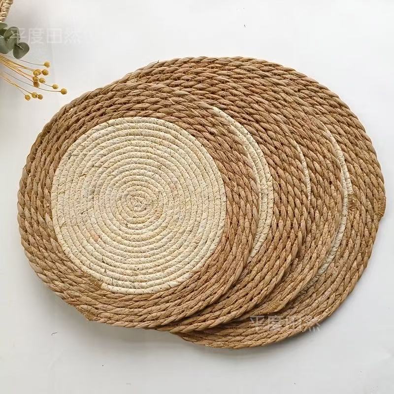 Transfronterizo amazónica casera tejida a mano resistente a quemaduras japonesas esteras de piel de maíz esteras de mesa esteras de aislamiento térmico esteras de platos