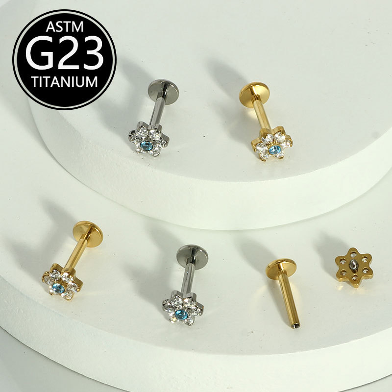 Pointed titanium steel lip stud product view