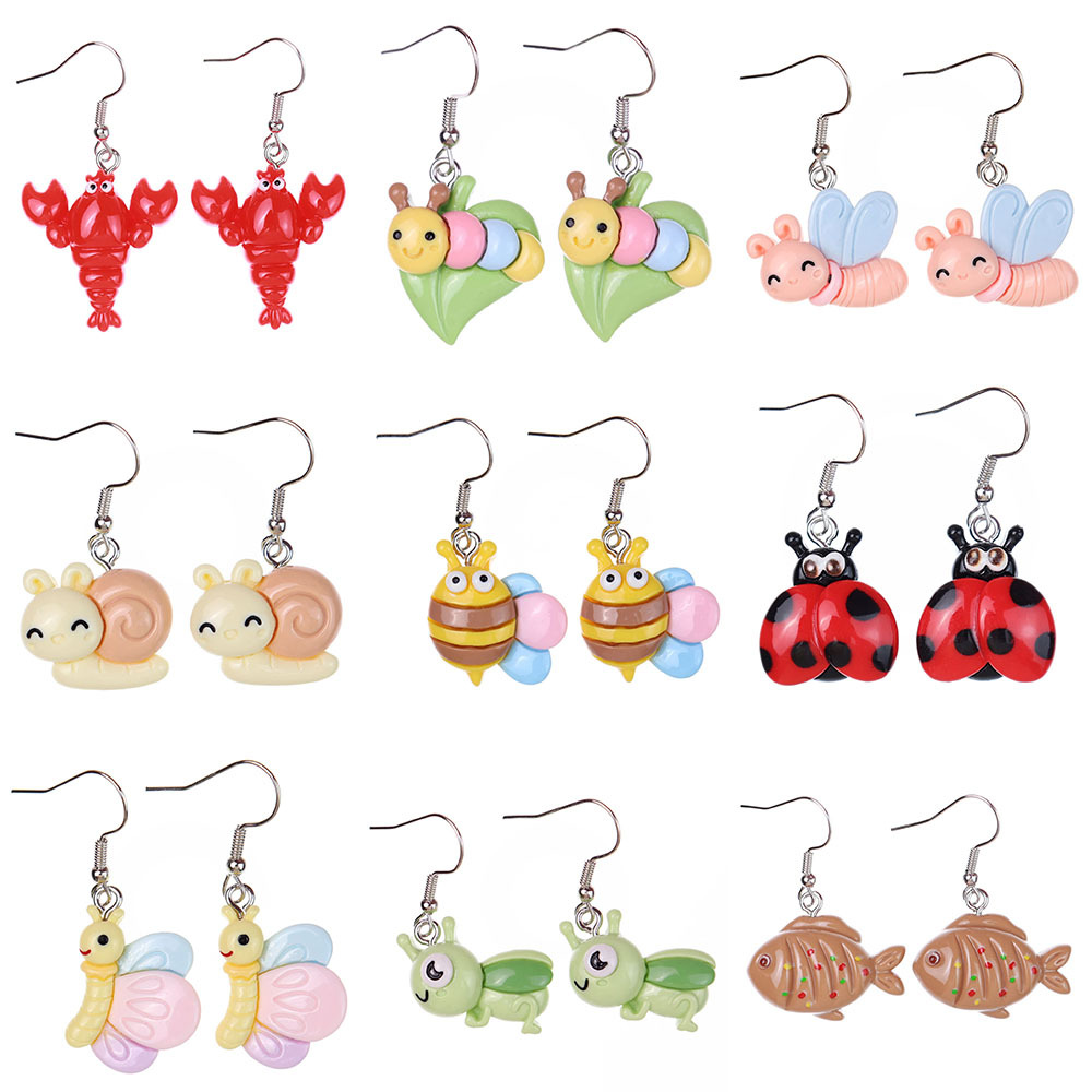 1 Pair Cartoon Style Cute Insect Plastic Drop Earrings display picture 1