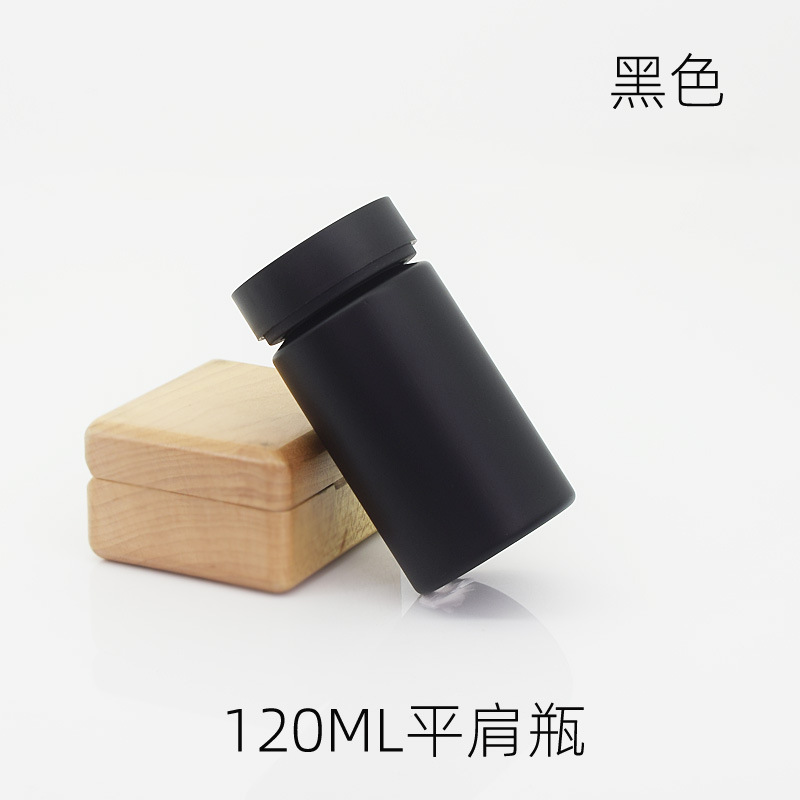 120ML Black Flat Shoulder PET Bottle Black Flat Shoulder Cover