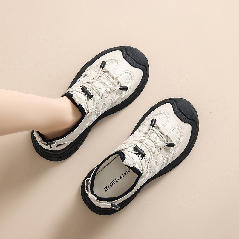 Giày thể thao nữ đế dày tăng chiều cao, lội suối thoáng khí, leo núi đế mềm — KS105E màu be