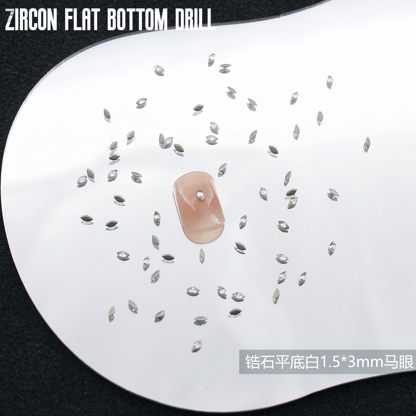 Zircon plano blanco-1,5*3mm Ojo de caballo