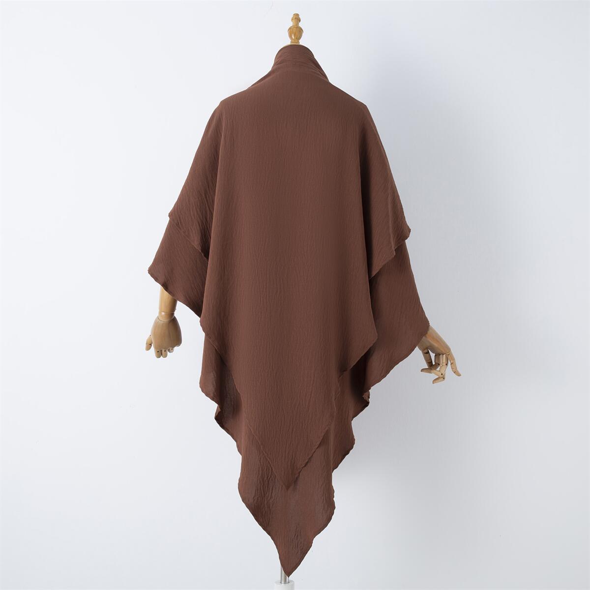 Damenbekleidung einfarbige Spitze Muslim Doppelschicht Kopftuch_voghion.com