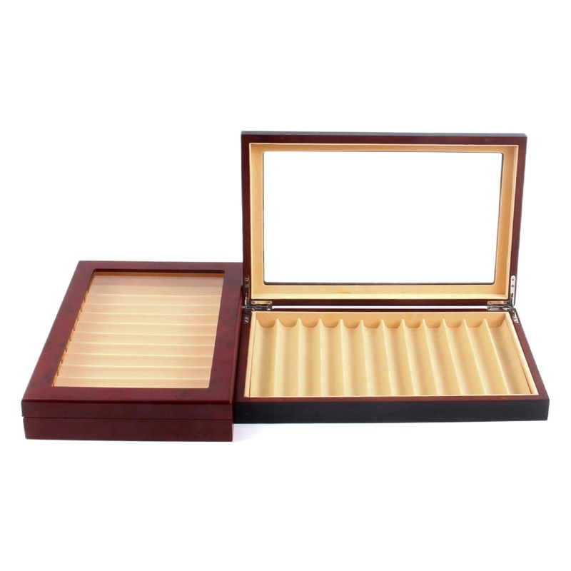 En stock pluma caja 12 23 34 pluma de madera caja de presentación caja de papelería pintura pluma caja de almacenamiento caja de madera