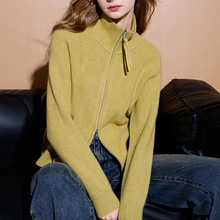 小众设计易打理毛衫抗起球2025秋冬新款双拉链毛衣开衫灰色上衣女