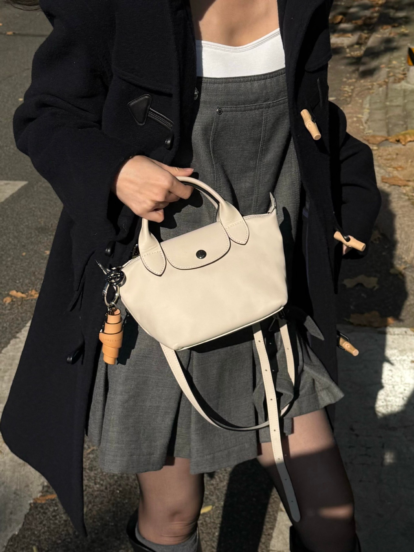 Longchamp Mini Dumpling Çanta - Dəri Krossovka Modeli