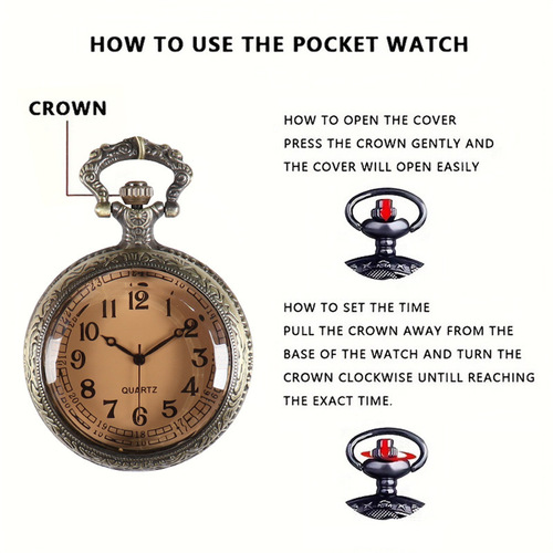 New Style Fashion Gift Quartz Flip Dial Tea Glass Cuckoo Clock Watch European and American Necklace Retro Cuckoo Clock Wholesale