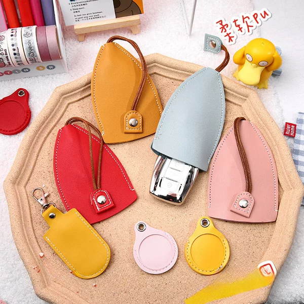 Colorful Pull-Out Key Bag Creative Pu Leather Car Key Protective Cover Community Sensor Access Card Holder