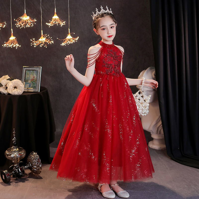 儿童礼服2024新款女童钢琴表演服装公主裙主持优雅气质走秀蓬蓬裙