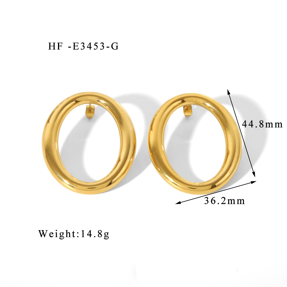 1 Pair IG Style Simple Style O-Shape Plating 316L Stainless Steel  18K Gold Plated Ear Studs display picture 9