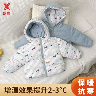 两面穿女童羽绒棉服加绒儿童棉衣加厚小宝宝棉袄外套连帽卡通印花