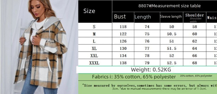 Women's Woolen Plaid Hooded Jacket Autumn And Winter Style_voghion.com