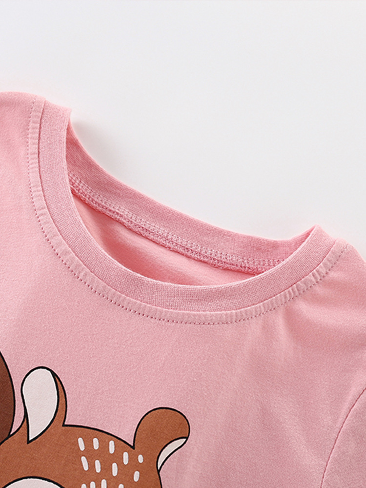 Malwee niñas de manga corta de verano nuevo estilo europeo y americano camiseta de niños de media edad, niñas de cuello redondo ropa infantil
