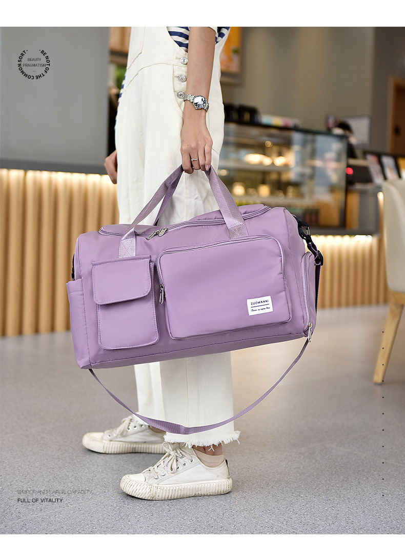 543g Weight Polyester Lining Material Zipper Closure Type Single Shoulder Strap Strap Type Unisex Fashion Solid Color Nylon Waterproof Duffel Bags
