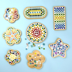 DIY mosaic coaster material package, handmade creative pot holder, block collage, kindergarten parent-child children's bamboo