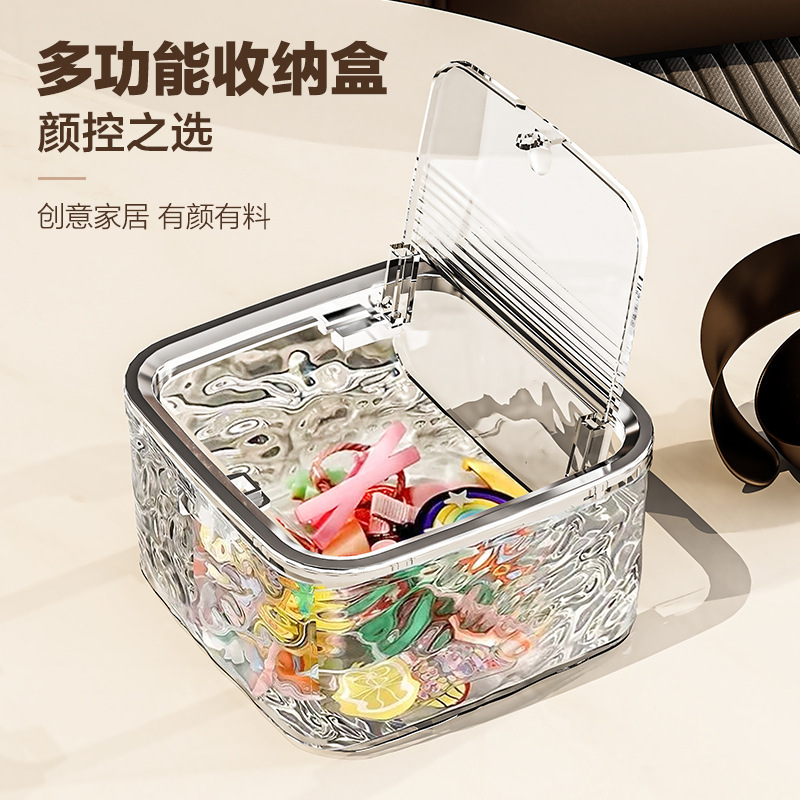 Caja de almacenamiento de accesorios para el cabello de niños de escritorio niñas cabello anillo de cabello correa de acrílico transparente caja de acabado cesta de almacenamiento
