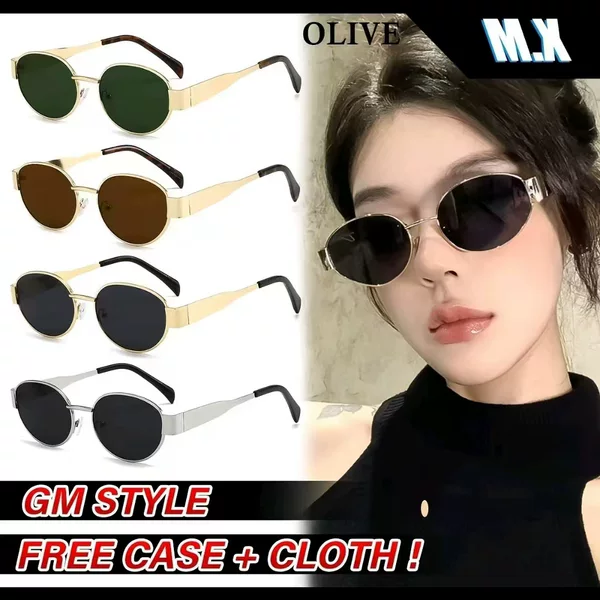 Cross-Border New Arc De Triomphe Oval Metal Small Frame Sunglasses for Women High-End Fashion Street Photography Sunglasses Sunshade Glasses