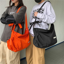 斜挎包女大学生上课包帆布包ins风女生大容量纯色两用工装单肩包