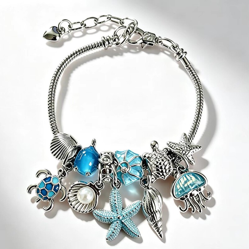 Direct from the manufacturer: Ocean-themed beaded chain in Pan-style, clavicle necklace with turtle, jellyfish, shell, and pearl pendants, niche bracelet for women Direct from the manufacturer: Ocean-themed beaded chain in Pan-style, clavicle necklace with turtle, jellyfish, shell, and pearl pendants, niche bracelet for women