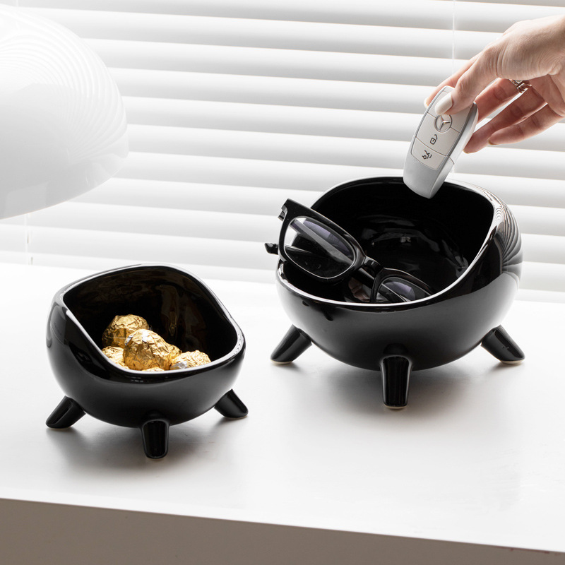 Zapatero de cerámica clave entrada joyería almacenamiento tazón caja sala de estar mesa de café merienda hogar fruta seca merienda bandeja