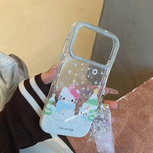 星星雪人米菲手机壳适用苹果17/16PRO透明卡通iPhone15/14PRO闪粉