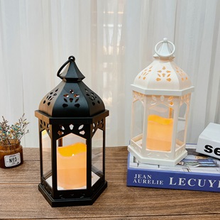 Retro Candlestick simple European style wind lamp Castle candle holder LED lantern atmosphere layout Moroccan Candlestick decoration