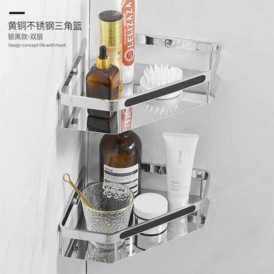 Bathroom Black Golden Triangle Board Blossom Blue bathroom corner frame wall -mounted shower shower shower gel storage rack