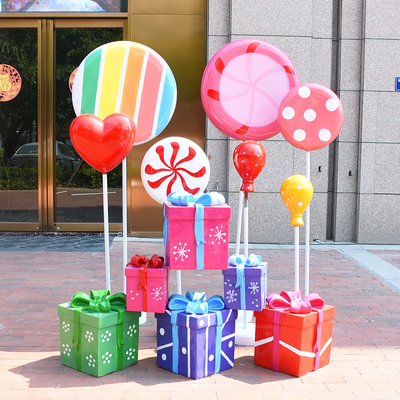 广场棒棒糖果雕像玻璃钢雕塑商场景观装饰户外网红潮玩热气球